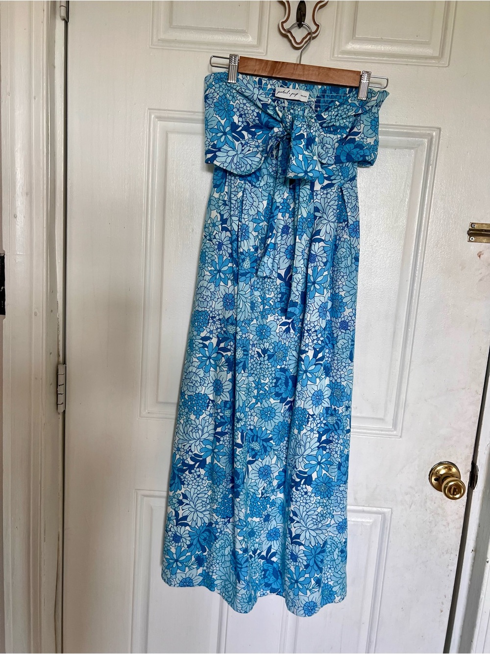 Petal & Pup | Blue Floral Strapless Maxi Dress